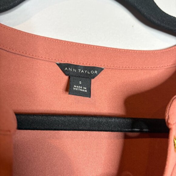 Ann Taylor Lace Up Peplum Top In Romantic Rouge - Picture 3 of 5